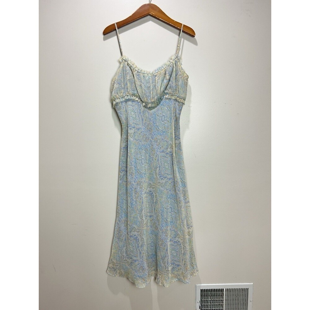 Vintage Express Paisley Milkmaid 100% Silk Dress Size 11/12 Y2K Fairy